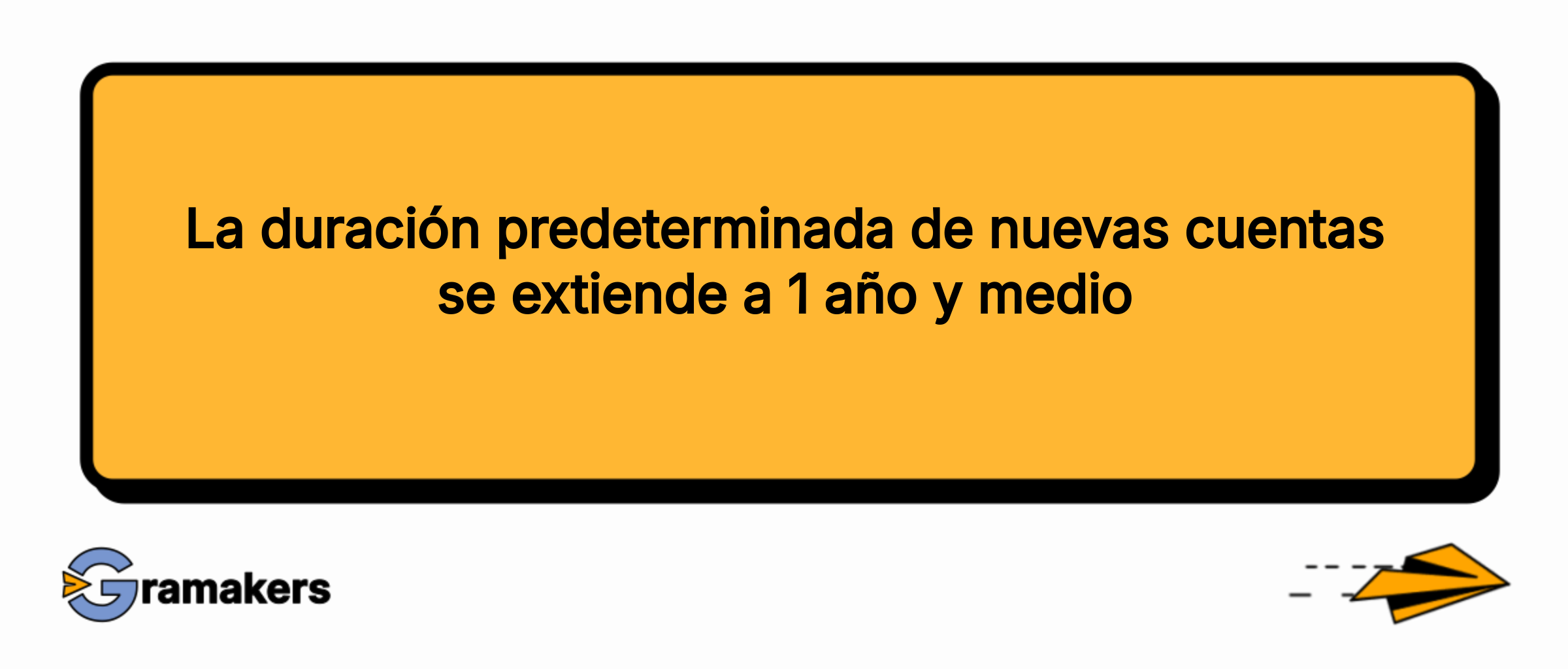 La duración predeterminada de nuevas cuentas se extiende a 1 año y medio